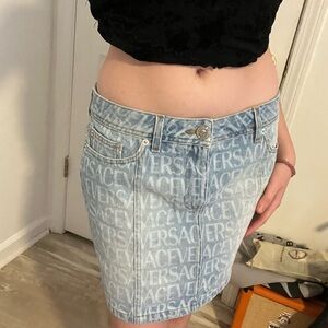 Versace Women's Blue Denim Mini Skirt